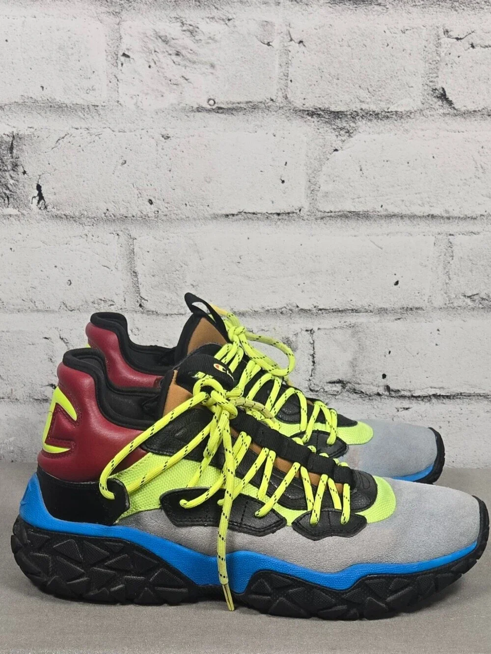 Champion Tank Trail Sneakers Neon Multicolor Leather Shoes Size 9.5